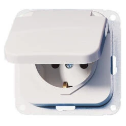 Schutzkontakt Steckdose Mit Federklappdeckel