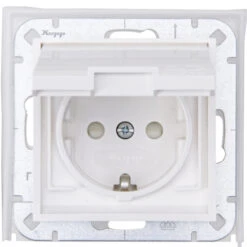 Schutzkontakt-Steckdose IP44 Mit Klappdeckel Reinweiß