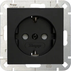 Schutzkontakt Steckdose Mit Kinderschutz Schwarz Matt