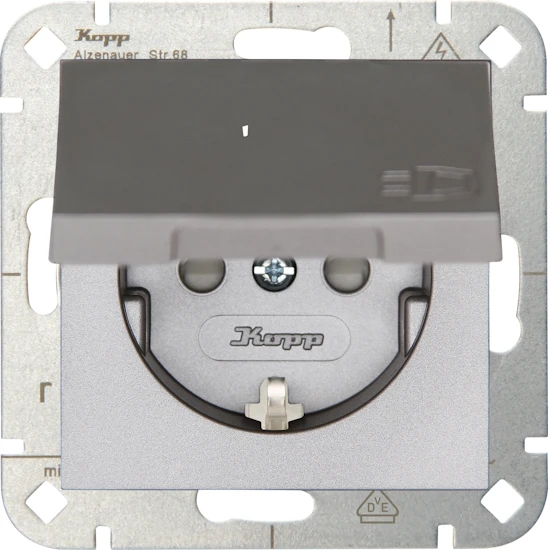 Schutzkontakt-Steckdose IP44 Mit Klappdeckel Stahlfarben 3 Schutzkontakt-Steckdose IP44 Mit Klappdeckel Stahlfarben