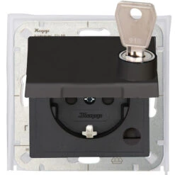 Schutzkontakt-Steckdose IP44 Mit Abschließbarem Klappdeckel Anthrazit