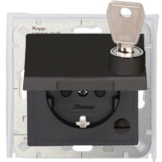 Schutzkontakt-Steckdose IP44 Mit Abschließbarem Klappdeckel Anthrazit 3 Schutzkontakt-Steckdose IP44 Mit Abschließbarem Klappdeckel Anthrazit