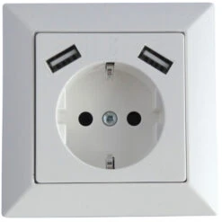 Schutzkontakt Steckdose Mit USB A/A Reinweiß - Komplettgerät