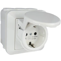 FI Aufputz Steckdose IP44 16A 0,03A Mit Klappdeckel