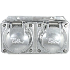 Aluminiumguss 2-fach Aufputzsteckdose Mit Klappdeckel IP54 Waagrecht