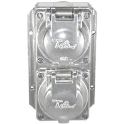 Aluminiumguss 2-fach Aufputzsteckdose Mit Klappdeckel IP54 Senkrecht