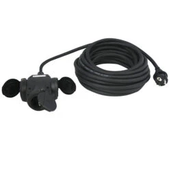 Verlängerung 5m Mit Schwerer Gummischlauchleitung 2,5mm² Und 3-fach Kupplung