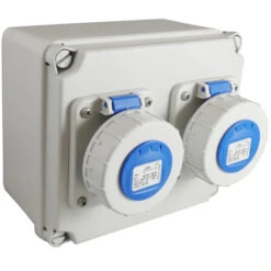 AP/FR Abzweigkasten 175x151x95 Mm Bestückt Mit 2 Wasserdichten Schuko Steckdosen IP67