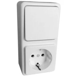 Aufputz Schalter-Steckdosen Kombination Alpinweiß