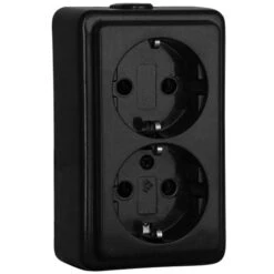 Aufputz Zweifachsteckdose Schwarz