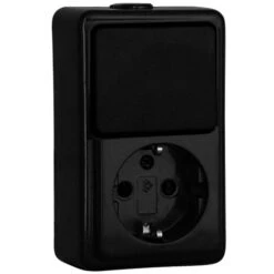 Aufputz Schalter-Steckdosen Kombination Schwarz