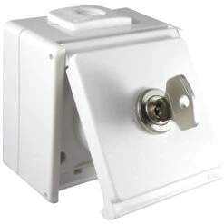 AP/FR Steckdose 1 Fach Mit Schloß Reinweiß